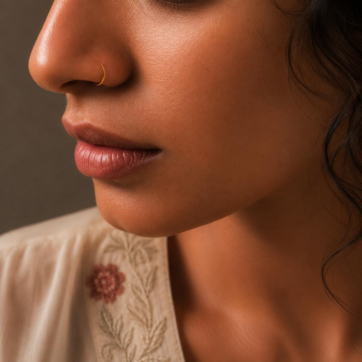 925 Sterling Silver Gold Plated Open Nose Ring - Image 2